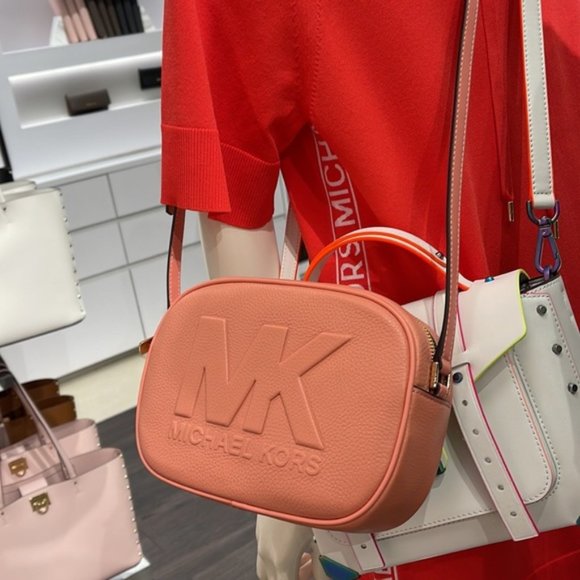 Michael Kors Jet Set Medium Embossed Pebbled Leather Crossbody Bag Sherbert - Picture 3 of 16